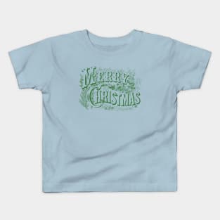 Merry Christmas Retro Floral Typography Kids T-Shirt